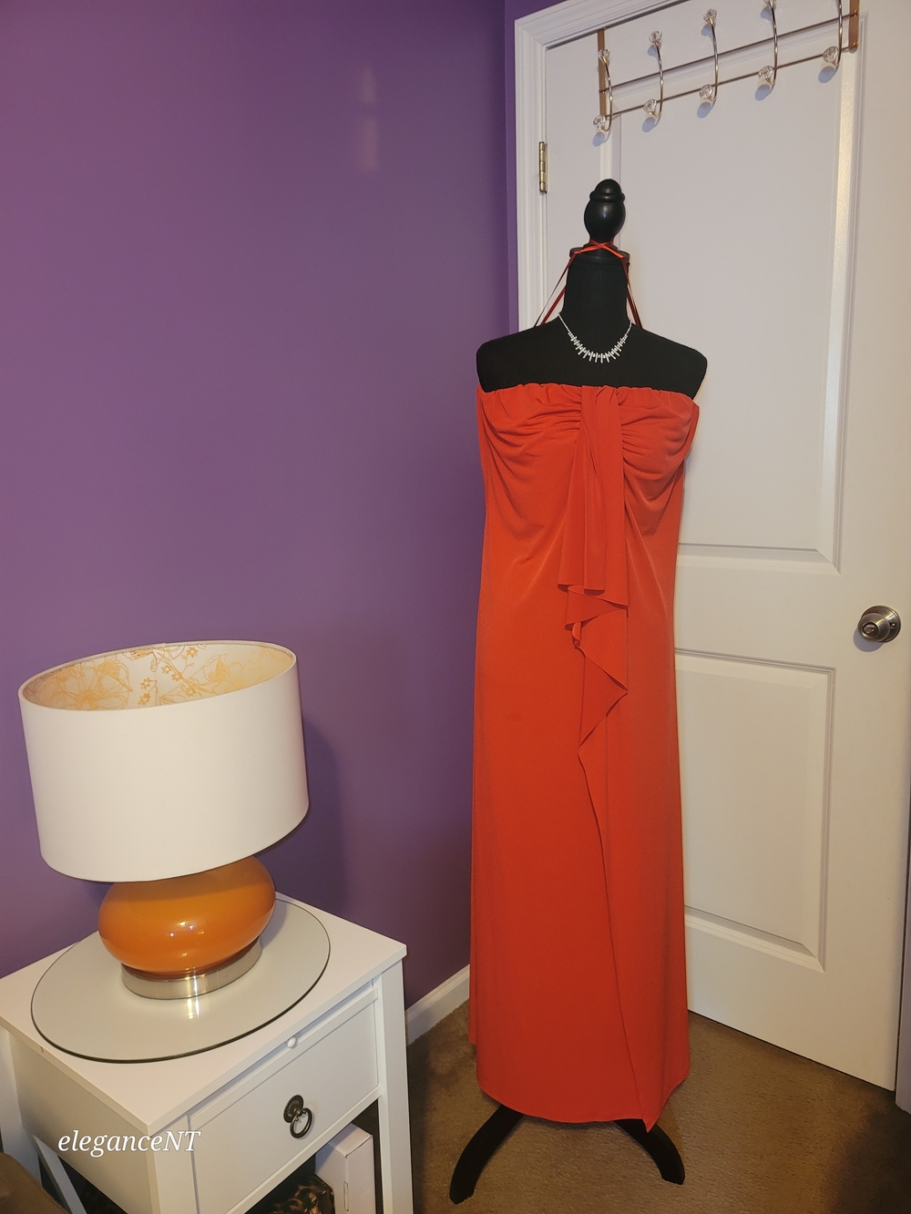 Lane Bryant Women's Orange Strapless Halter Maxi Dress Size 14/16